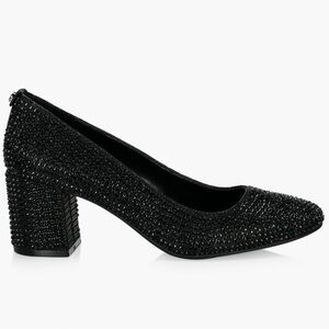NWT black crystal MICHAEL Michael Kors Cher Mid Flex heels 8.5M